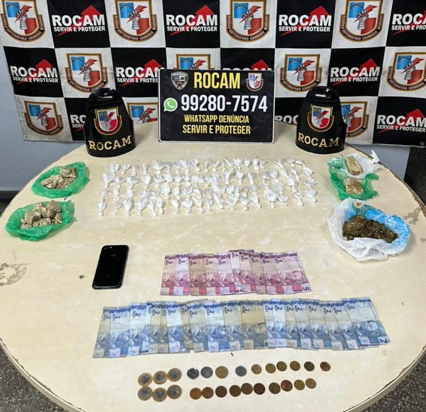 Homem de 21 anos é preso com drogas e dinheiro em patrulhamento na zona leste de Manaus
