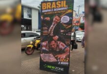Painéis com jogador sendo agredido por Bolsonaro geram tumulto e depredações no Paraguai