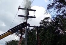 Homem sofre descarga elétrica enquanto trabalhava em poste na BR-174, no interior do AM