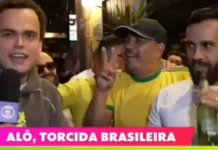 “Brasil hexa e Flávio eleito”: declaração de torcedor viraliza durante entrada ao vivo da Globo