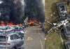 VÍDEO: Colisão entre dois helicópteros no Rio causa incêndio gigantesco no pátio da montadora BYD