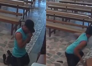 Vídeo! Homem finge rezar, se ajoelha e furta doações em igreja