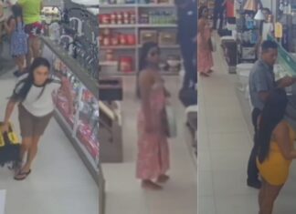 Câmeras flagram trio enganando vendedores para furtar máquina de solda em Manaus