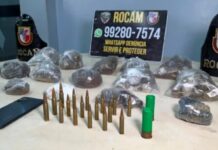 Homem tenta despistar policiais em lanchonete e é preso com drogas e munições em Manaus