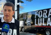 PT pede retirada de ônibus de deputado bolsonarista com “Fora, Lula”