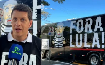 PT pede retirada de ônibus de deputado bolsonarista com “Fora, Lula”