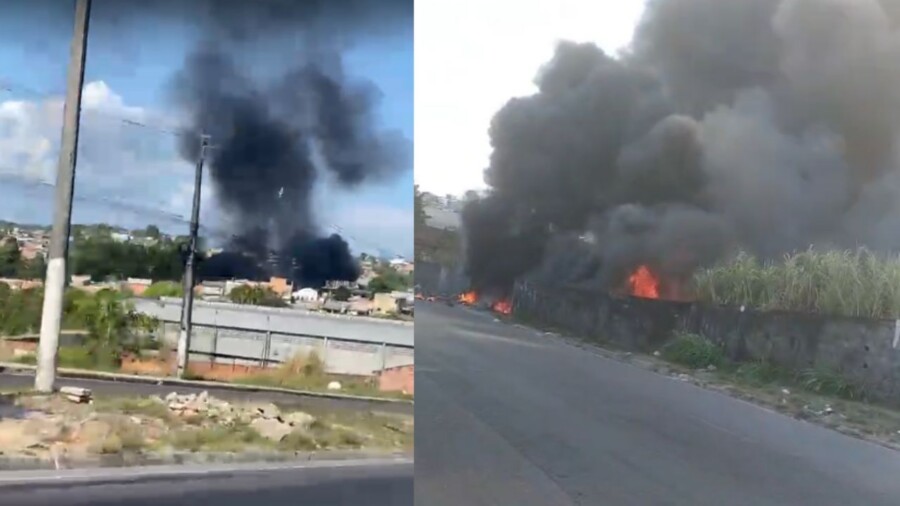 Vídeo: Mato seco pega fogo, chamas avançam e deixam moradores em pânico no Nova Cidade Vídeo: Mato seco pega fogo, chamas avançam e deixam moradores em pânico no Nova Cidade