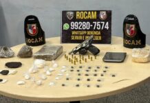 Ação da Rocam termina com apreensão de drogas e pistola no bairro Alvorada