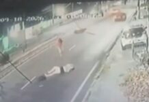 Câmeras flagram acidente que deixou casal ferido na Avenida Efigênio Salles em Manaus
