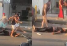 VÍDEO: Homem desmaia após chut3 na cabeça durante pancadaria no Alvorada