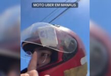 Mulher fica surpresa ao descobrir absorvente dentro de capacete durante corrida por APP em Manaus