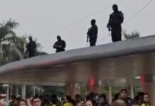 Segurança com snipers chama atenção durante ato de Flávio Bolsonaro na Ponta Negra