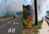 Fogo atinge vegetação e deixa trecho da Avenida das Torres coberto por fumaça