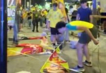 Ato de Nikolas Ferreira tem apoiadores derrubando e cuspindo em bandeiras do PT