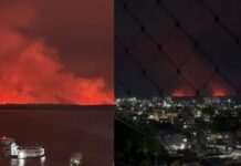 Chocante! Fumaça de incêndio em Cacau Pirêra pode ser vista de bairros e da orla de Manaus